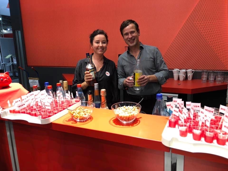 Ines Roth and Ronald Schild at the MVB bar at FBM